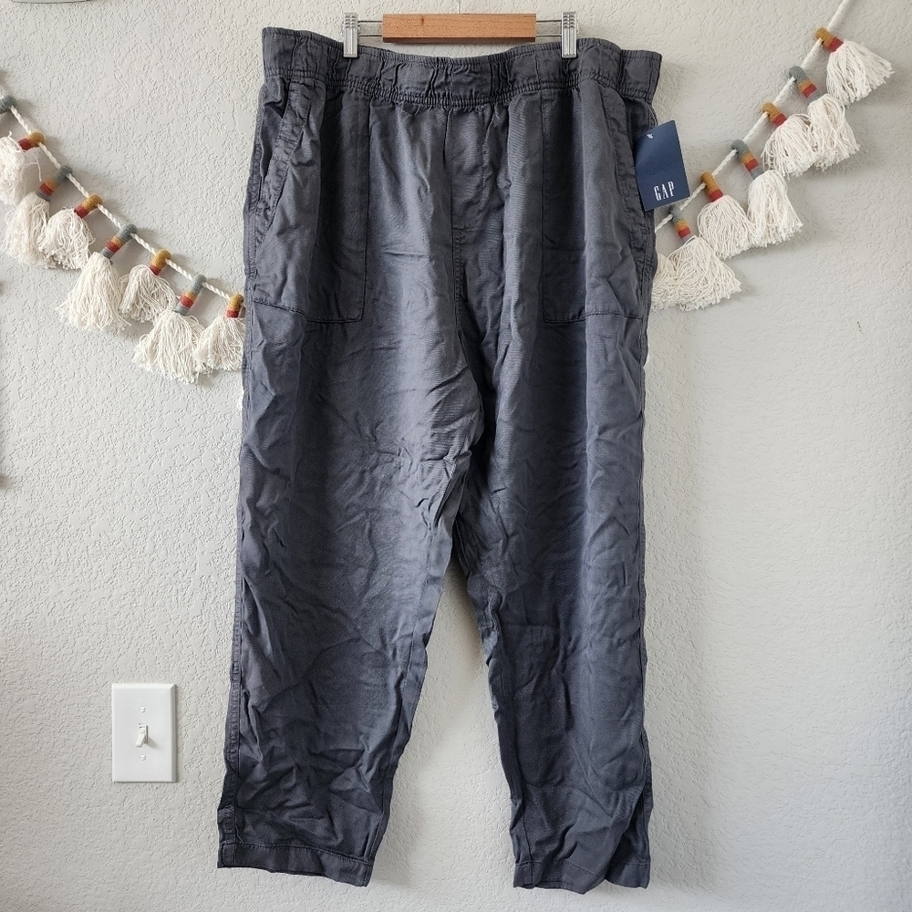 Gap Tencel Pull On Pants Gray Slim Straight Casual Minimalist Coastal NWT XXL